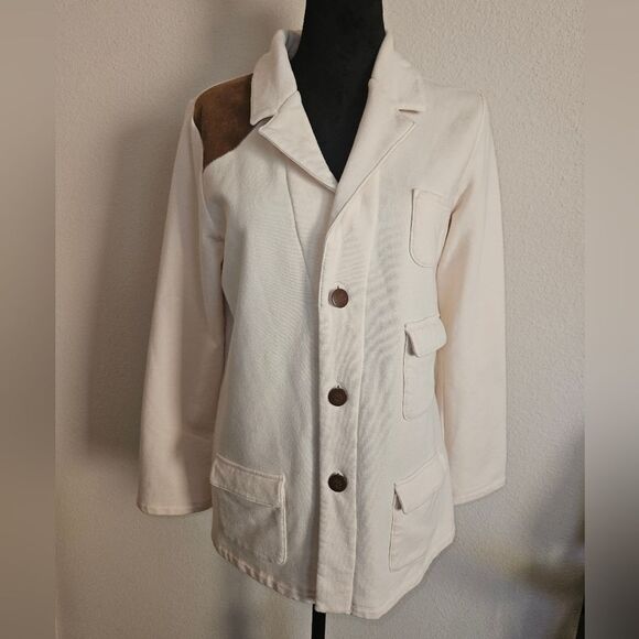Ralph Lauren Women's Cream Suede Shoulder Military Button-down Blazer Si… - Picture 7 of 7